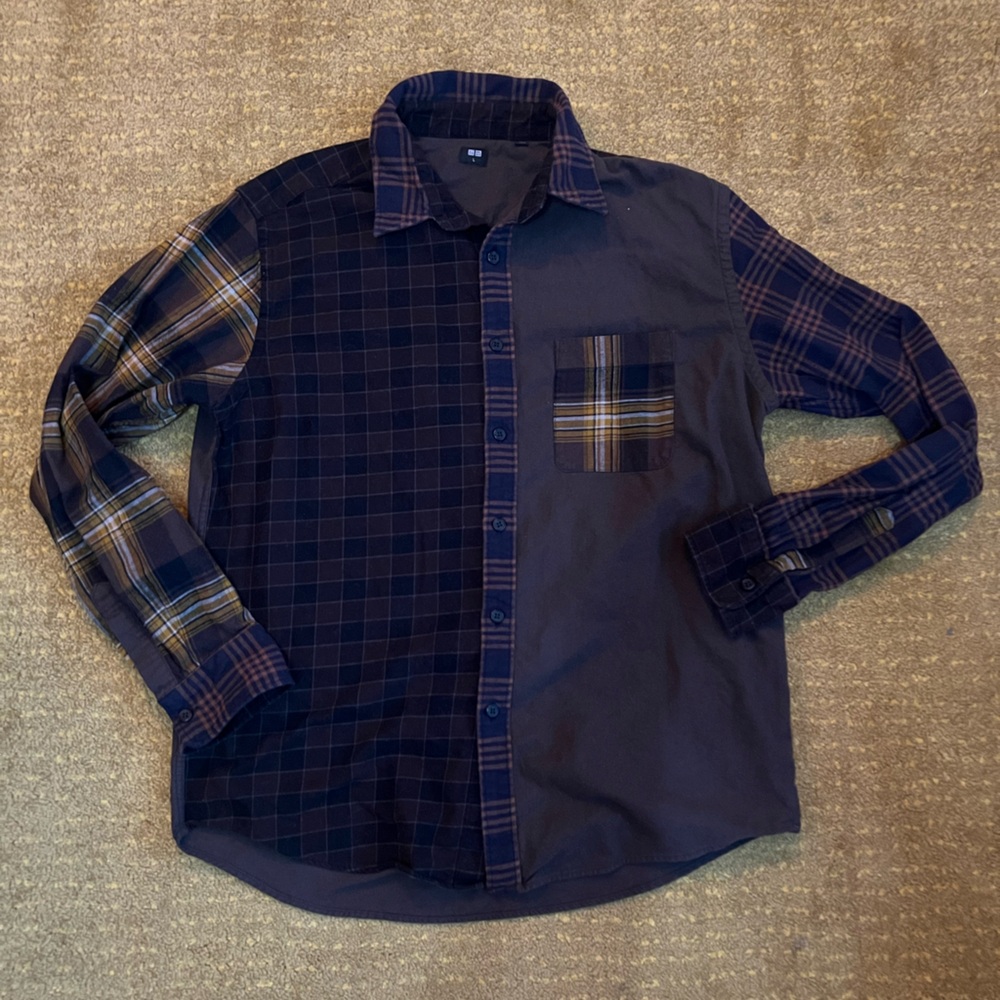Uniqlo Plaid Colorblock Longsleeve Flannel